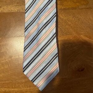 Ermenegildo Zegna Silk Tie Gold Blue Stripe Made in Italy